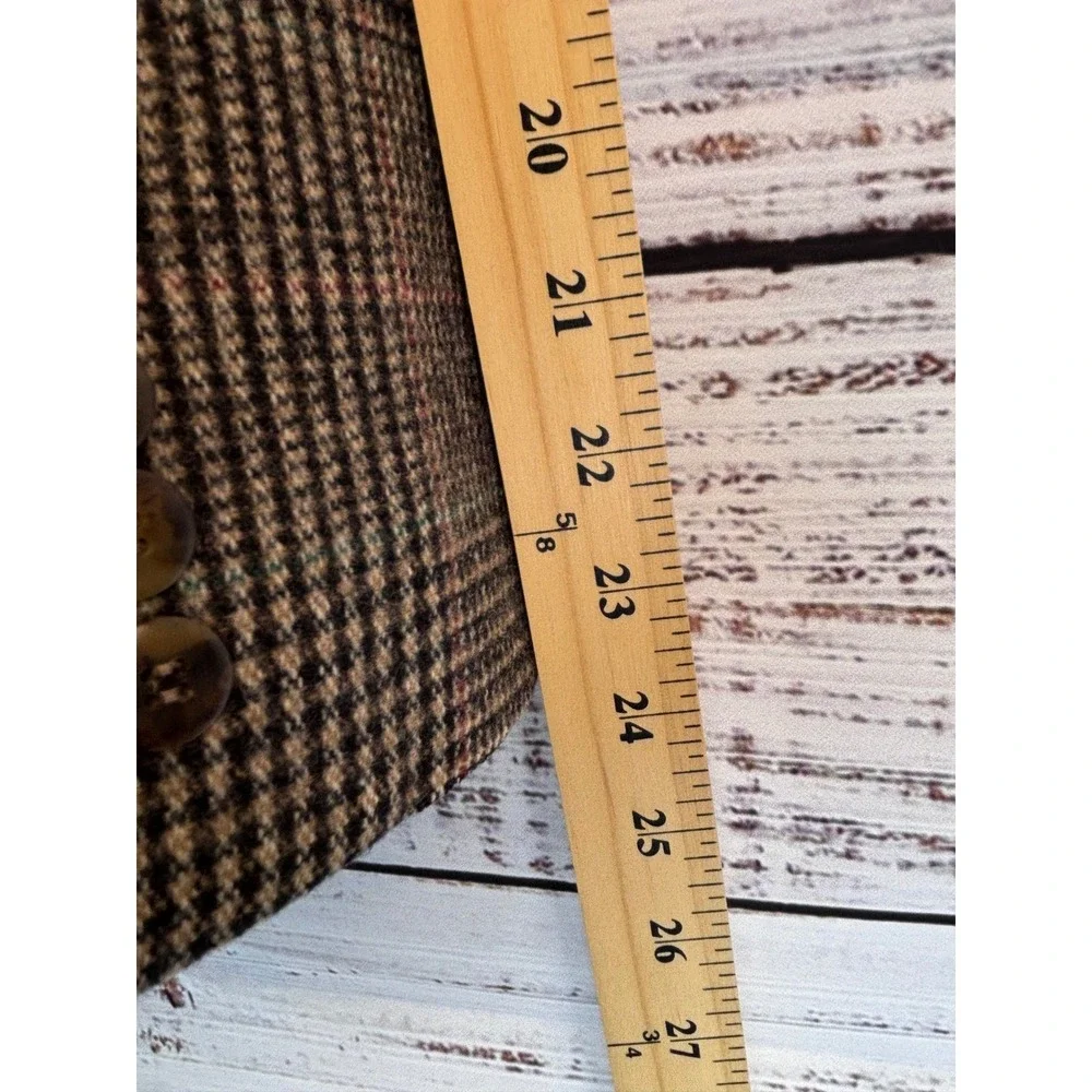 Vintage Plaid Wool Blazer 6 Suede Collar Brown‎ Double Breasted Preppy Clueless - Picture 12 of 12